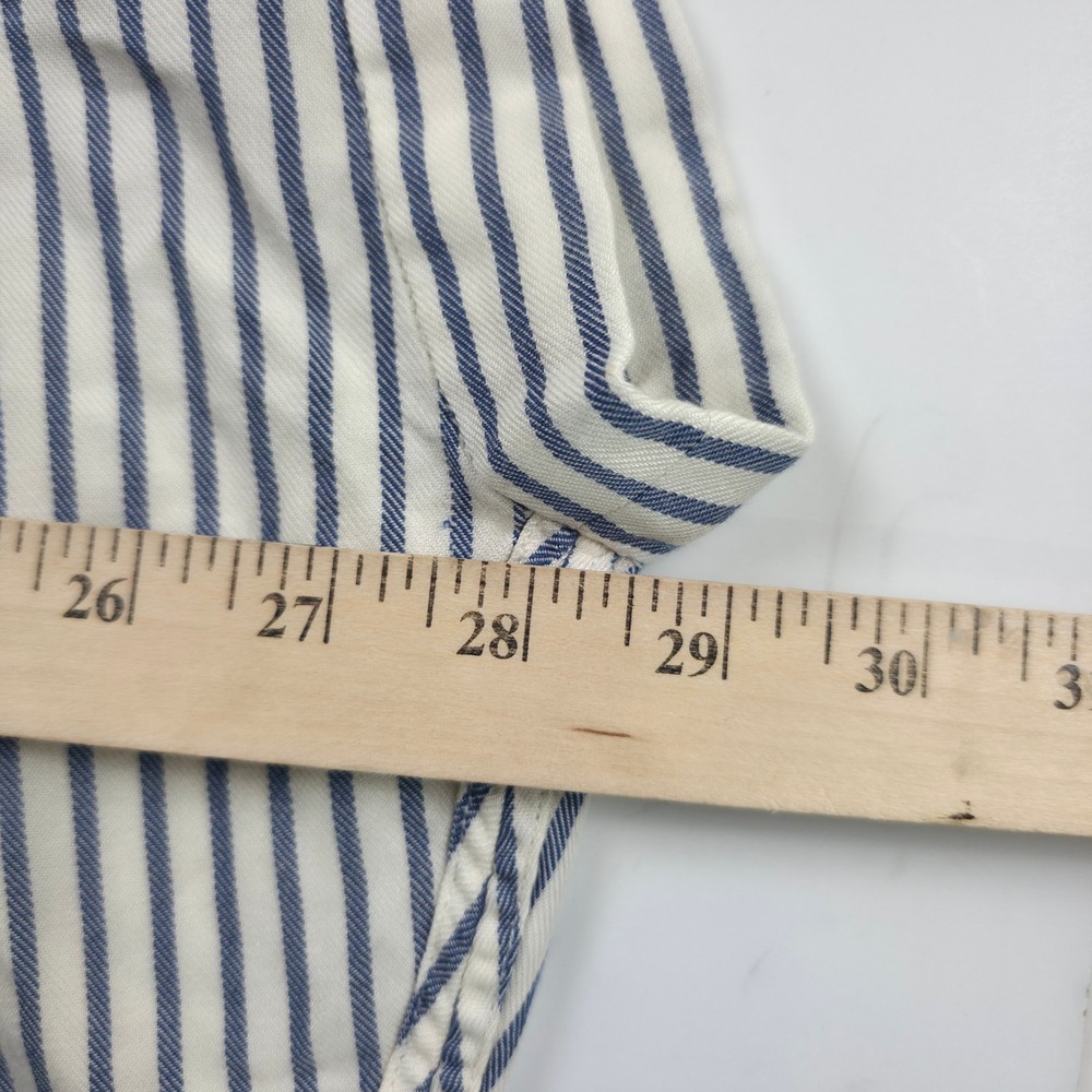 Madewell Central Shirt Women Medium Blue White Striped Dolman Sleeve Button Up - Picture 5 of 13